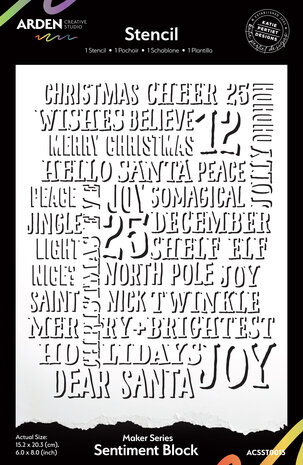 Arden Creative Studio Maker Series 6x8 Inch Stencil Sentiment Block by Katie Pertiet (ACSST0013) Arden Creative Studio Maker Series 6x8 Inch Stencil Sentiment Block by Katie Pertiet (ACSST0013)