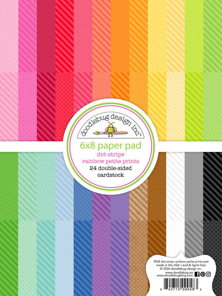 Doodlebug Design Dot-Stripe Rainbow 6x8 Inch Petite Prints Paper Pad (9058) Doodlebug Design Dot-Stripe Rainbow 6x8 Inch Petite Prints Paper Pad (9058)