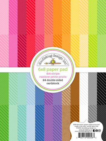 Doodlebug Design Dot-Stripe Rainbow 6x8 Inch Petite Prints Paper Pad (9058) Doodlebug Design Dot-Stripe Rainbow 6x8 Inch Petite Prints Paper Pad (9058)