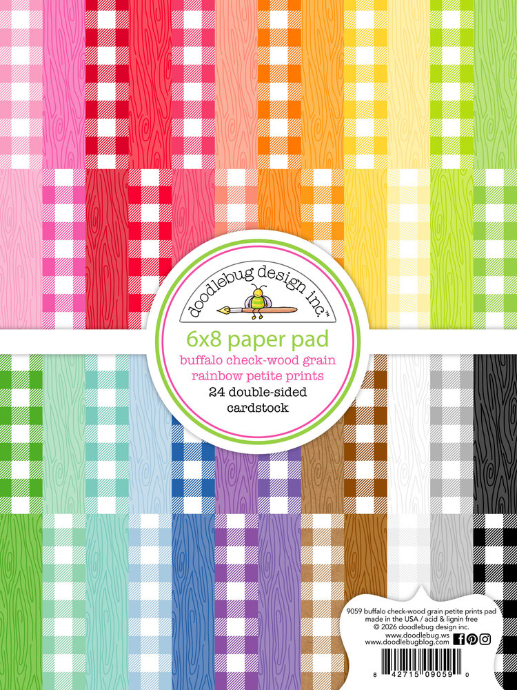 Doodlebug Design Buffalo Check-Wood Grain Rainbow 6x8 Inch Petite Prints Paper Pad (9059) Doodlebug Design Buffalo Check-Wood Grain Rainbow 6x8 Inch Petite Prints Paper Pad (9059)