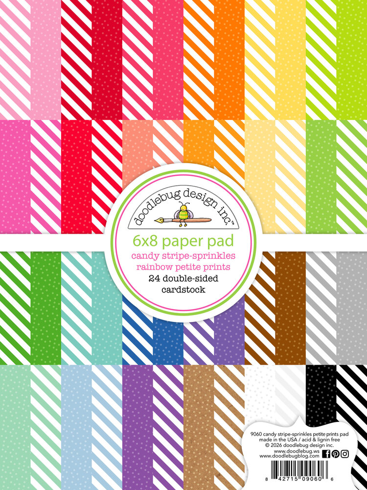 Doodlebug Design Candy Stripe-Sprinkles Rainbow 6x8 Inch Petite Prints Paper Pad (9060) Doodlebug Design Candy Stripe-Sprinkles Rainbow 6x8 Inch Petite Prints Paper Pad (9060)