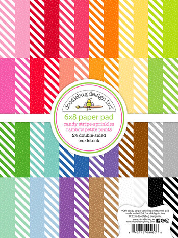 Doodlebug Design Candy Stripe-Sprinkles Rainbow 6x8 Inch Petite Prints Paper Pad (9060) Doodlebug Design Candy Stripe-Sprinkles Rainbow 6x8 Inch Petite Prints Paper Pad (9060)