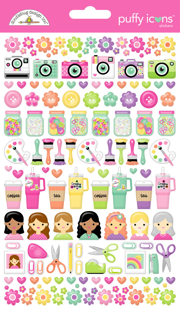 Doodlebug Design Color Me Crafty Puffy Icons Stickers (9077)