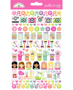 Doodlebug Design Color Me Crafty Puffy Icons Stickers (9077)