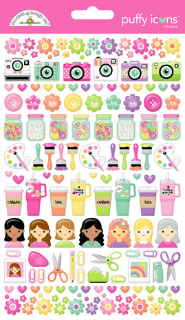 Doodlebug Design Color Me Crafty Puffy Icons Stickers (9077)