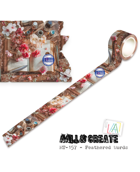 Aall and Create Story Ahead 25mm 10m Washi Tape Feathered Words by Autour De Mwa & Co (AALL-MT-157) Aall and Create Story Ahead 25mm 10m Washi Tape Feathered Words by Autour De Mwa & Co (AALL-MT-157)