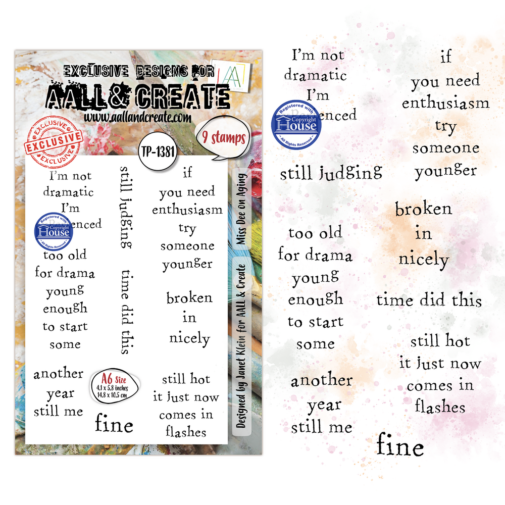 Aall and Create Dee Infiltered A6 Stamp Sets Miss Dee on Aging by Janet Klein (AALL-TP-1381) Aall and Create Dee Infiltered A6 Stamp Sets Miss Dee on Aging by Janet Klein (AALL-TP-1381)