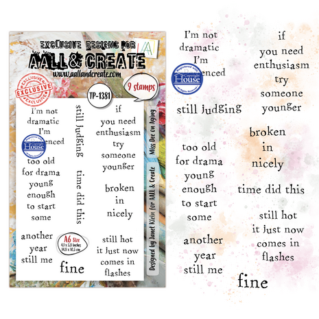 Aall and Create Dee Infiltered A6 Stamp Sets Miss Dee on Aging by Janet Klein (AALL-TP-1381) Aall and Create Dee Infiltered A6 Stamp Sets Miss Dee on Aging by Janet Klein (AALL-TP-1381)
