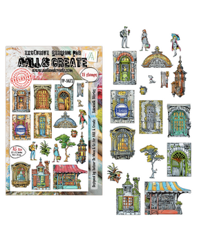 Aall and Create Dreamtropolis A5 Stamp Sets Sidewalk Stories by Autour De Mwa & Co (AALL-TP-1473)