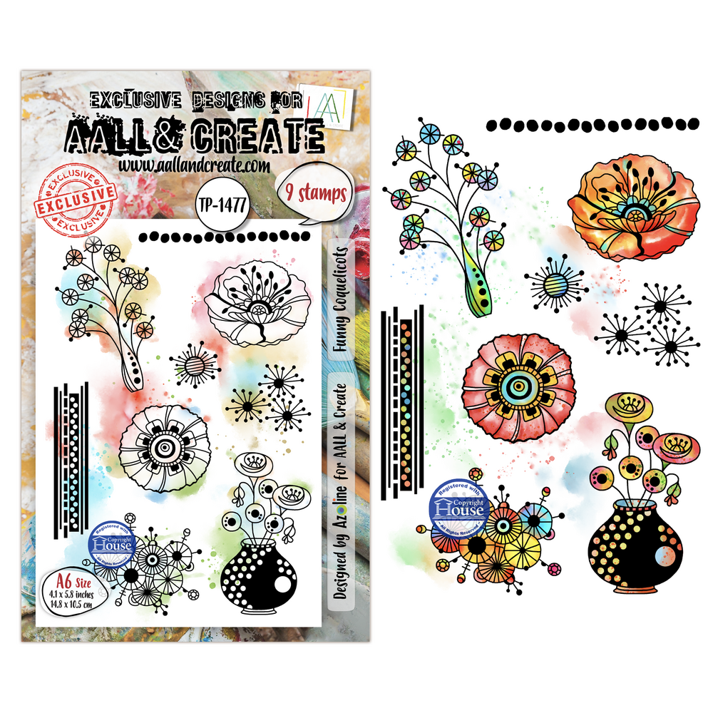 Aall and Create Lovely Couleurs A6 Stamp Sets Funny Coquelicots by Azoline (AALL-TP-1477) Aall and Create Lovely Couleurs A6 Stamp Sets Funny Coquelicots by Azoline (AALL-TP-1477)