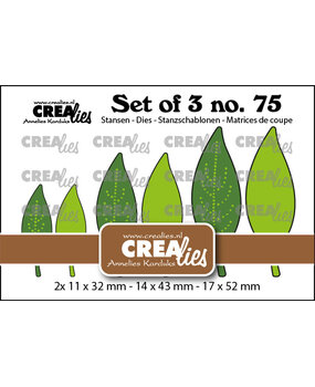 Crealies Set of 3 Dies No. 75 Solid Leaves 21 with/without Dots (CLSet75)