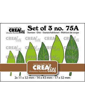 Crealies Set of 3 Dies No. 75a Solid Leaves 21 with/without Dots (Mirror Image) (CLSet75a)