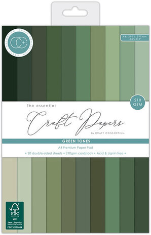 Craft Consortium The Essentials A4 Premium Cardstock Pad Green Tones (CCCPAD001) Craft Consortium The Essentials A4 Premium Cardstock Pad Green Tones (CCCPAD001)