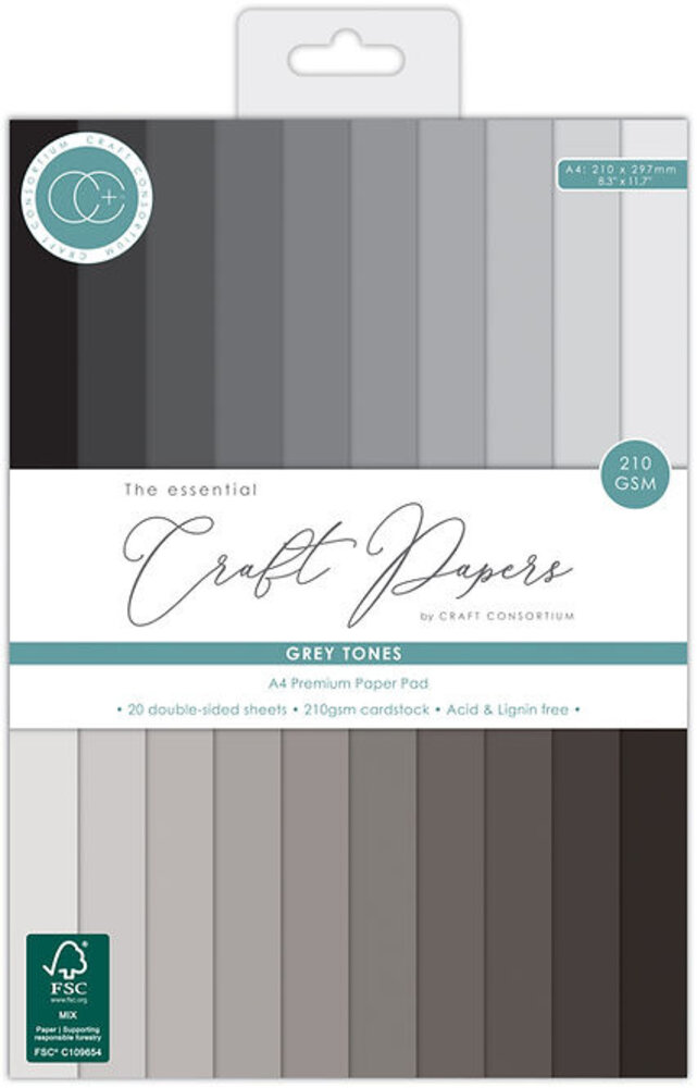 Craft Consortium The Essentials A4 Premium Cardstock Pad Grey Tones (CCCPAD007) Craft Consortium The Essentials A4 Premium Cardstock Pad Grey Tones (CCCPAD007)