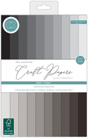 Craft Consortium The Essentials A4 Premium Cardstock Pad Grey Tones (CCCPAD007) Craft Consortium The Essentials A4 Premium Cardstock Pad Grey Tones (CCCPAD007)