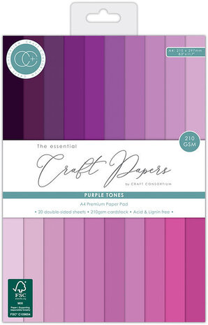 Craft Consortium The Essentials A4 Premium Cardstock Pad Purple Tones (CCCPAD003) Craft Consortium The Essentials A4 Premium Cardstock Pad Purple Tones (CCCPAD003)