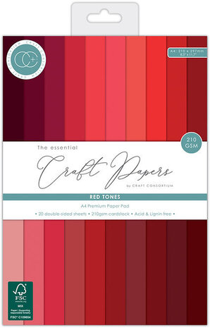 Craft Consortium The Essentials A4 Premium Cardstock Pad Red Tones (CCCPAD002) Craft Consortium The Essentials A4 Premium Cardstock Pad Red Tones (CCCPAD002)