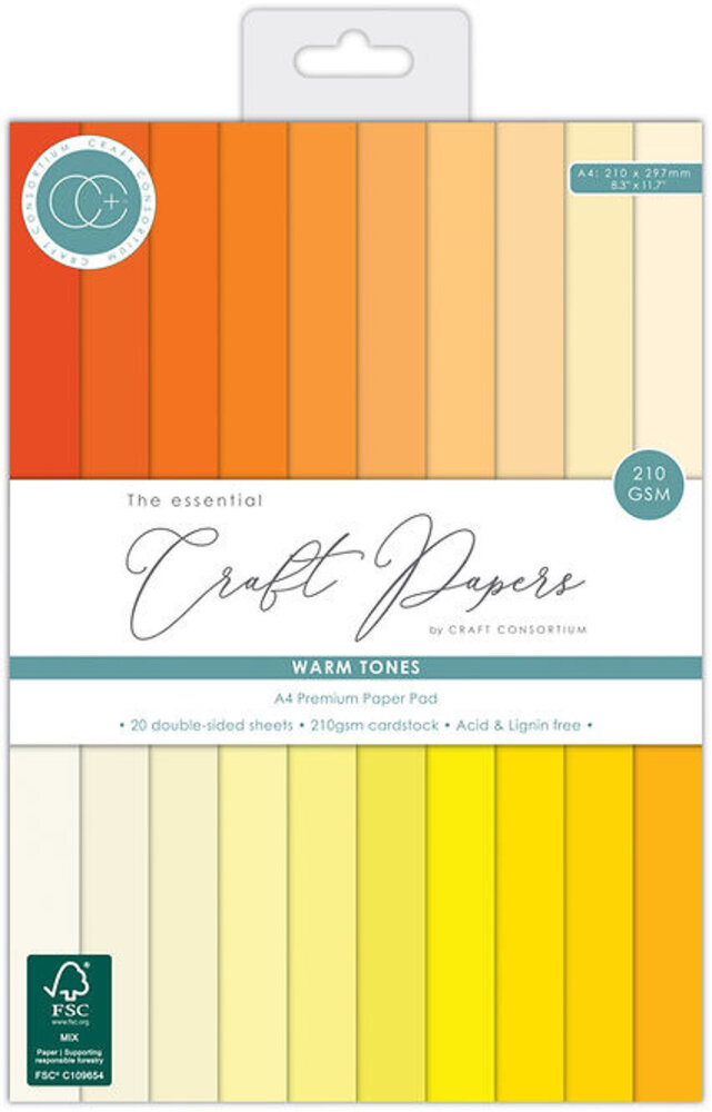Craft Consortium The Essentials A4 Premium Cardstock Pad Warm Tones (CCCPAD006)