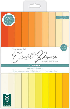 Craft Consortium The Essentials A4 Premium Cardstock Pad Warm Tones (CCCPAD006)