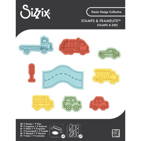 Sizzix Kid Create Clear Stamps Set w/Framelits Die Cars and Trucks (9+9pcs) (667151) Sizzix Kid Create Clear Stamps Set w/Framelits Die Cars and Trucks (9+9pcs) (667151)