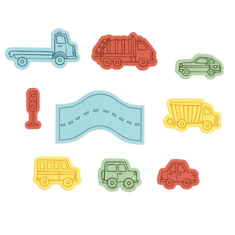 Sizzix Kid Create Clear Stamps Set w/Framelits Die Cars and Trucks (9+9pcs) (667151) Sizzix Kid Create Clear Stamps Set w/Framelits Die Cars and Trucks (9+9pcs) (667151)