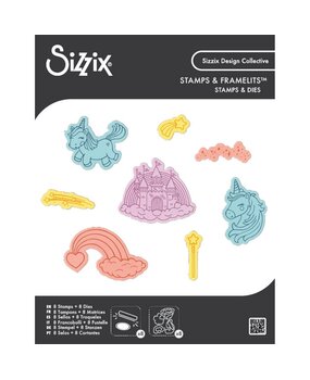 Sizzix Kid Create Clear Stamps Set w/Framelits Die S Unicorns and Rainbows (8+8pcs) (667154)