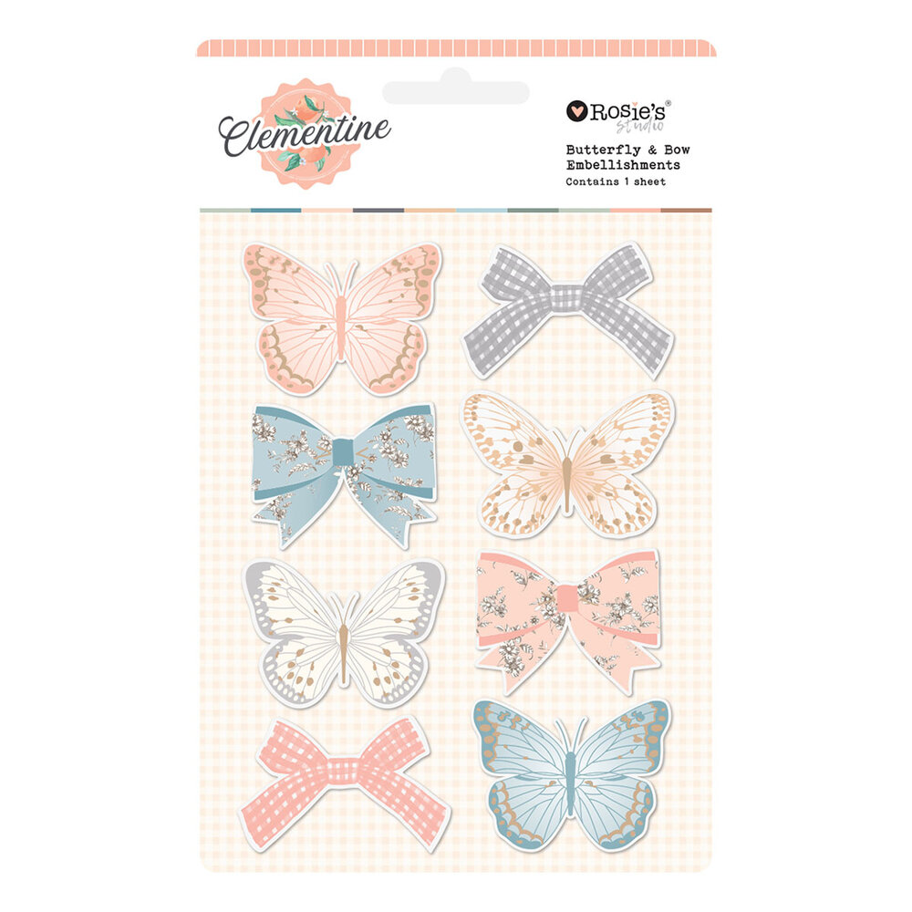 Spellbinders Clementine Embellishments Butterfly & Bow by Rosie's Studio (169296) Spellbinders Clementine Embellishments Butterfly & Bow by Rosie's Studio (169296)