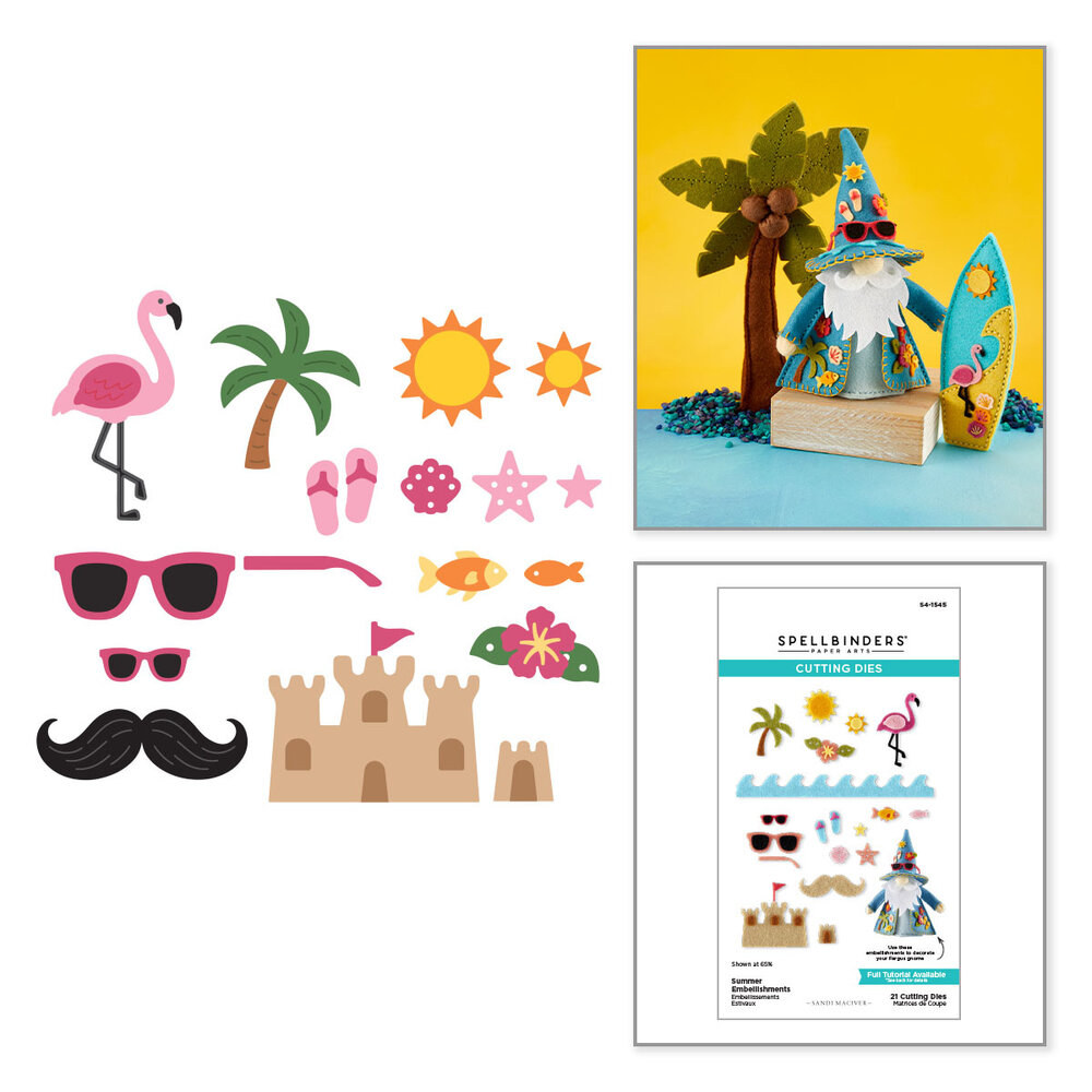 Spellbinders 3D Felt Décor Summer Etched Dies Summer Embellishments by Sandi MacIver (S4-1545) Spellbinders 3D Felt Décor Summer Etched Dies Summer Embellishments by Sandi MacIver (S4-1545)