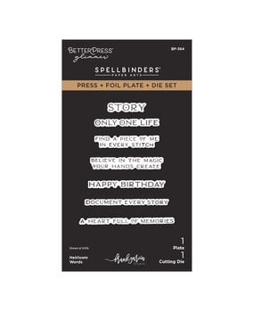 Spellbinders Buttons & Keepsakes Press + Foil Plate & Die Set Heirloom Words by Frank Garcia (BP-364)