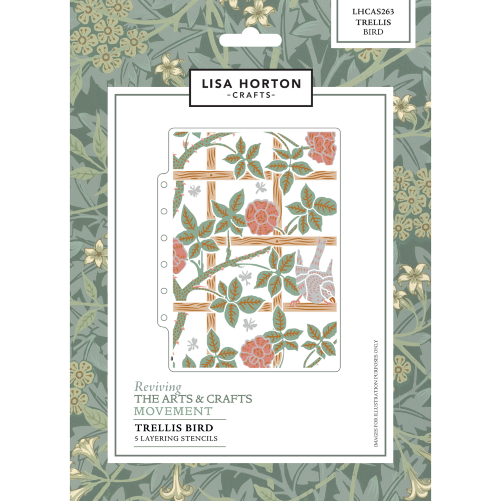Lisa Horton Crafts Reviving The Arts and Crafts Movement Layering Stencils Trellis Bird (LHCAS263)
