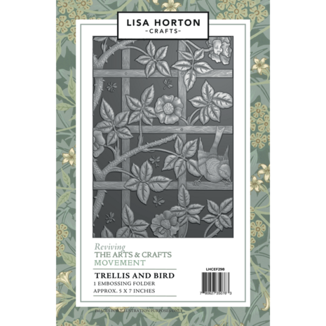 Lisa Horton Crafts Reviving The Arts and Crafts Movement 3D Embossing Folder Trellis and Bird (LHCEF298) Lisa Horton Crafts Reviving The Arts and Crafts Movement 3D Embossing Folder Trellis and Bird (LHCEF298)