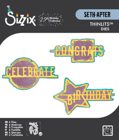 Sizzix Thinlits Die Set Word Wafers Birthday (6pcs) by Seth Apter (667132)