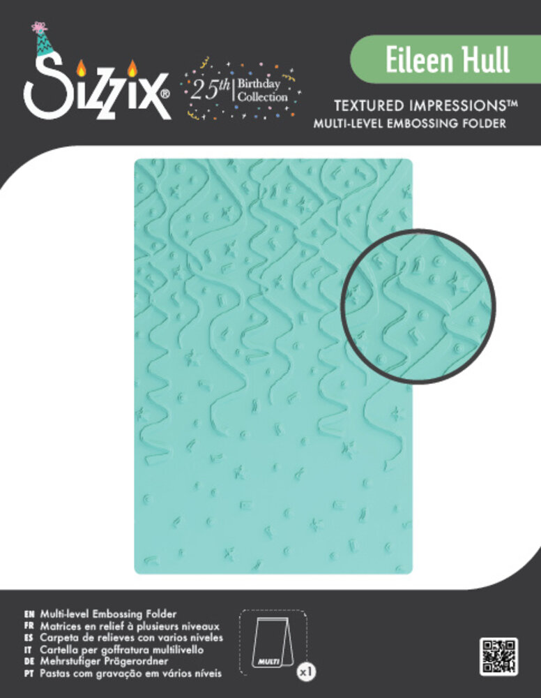Sizzix Multi-Level Textured Impressions Embossing Folder Party Time by Eileen Hull (667131)