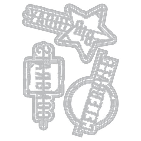 Sizzix Thinlits Die Set Word Wafers Birthday (6pcs) by Seth Apter (667132)