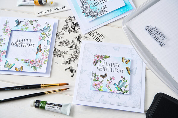Sizzix Clear Stamp Set Birthday Blooms (10pcs) by Willow Wolfe (667128)