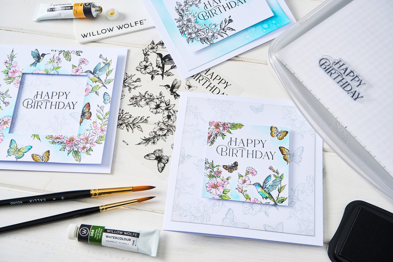 Sizzix Clear Stamp Set Birthday Blooms (10pcs) by Willow Wolfe (667128)