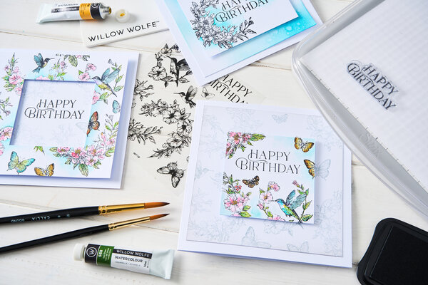 Sizzix Clear Stamp Set Birthday Blooms (10pcs) by Willow Wolfe (667128)