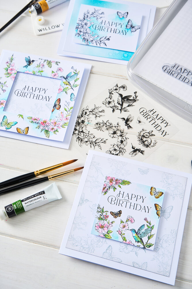 Sizzix Clear Stamp Set Birthday Blooms (10pcs) by Willow Wolfe (667128)
