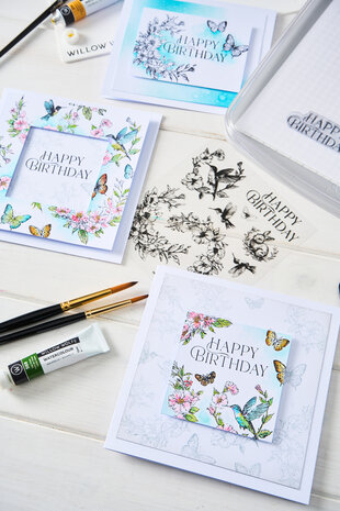 Sizzix Clear Stamp Set Birthday Blooms (10pcs) by Willow Wolfe (667128)