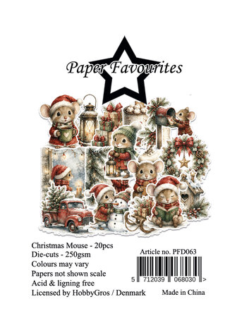Paper Favourites Die-Cuts A7 Christmas Mouse (20pcs) (PFD063) Paper Favourites Die-Cuts A7 Christmas Mouse (20pcs) (PFD063)