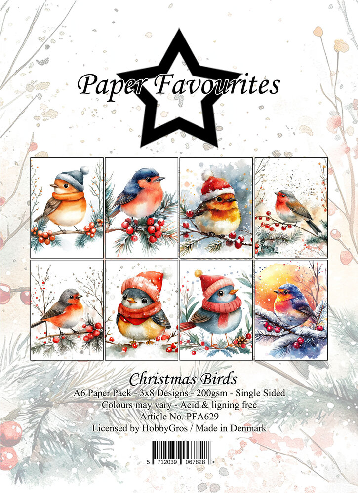 Paper Favourites Christmas Birds A6 Paper Pack (PFA629)