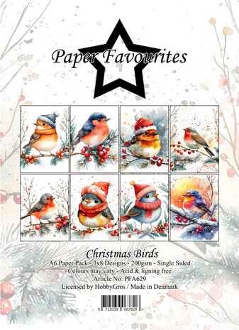 Paper Favourites Christmas Birds A6 Paper Pack (PFA629)