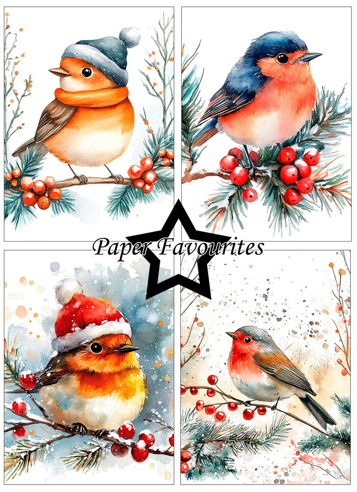 Paper Favourites Christmas Birds A6 Paper Pack (PFA629)