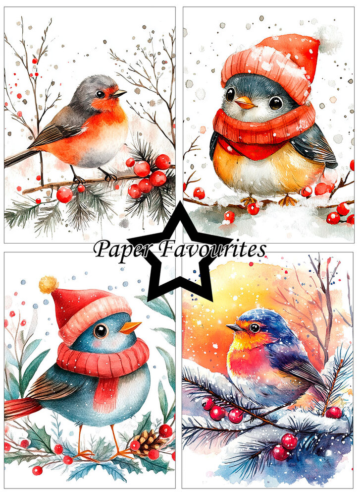 Paper Favourites Christmas Birds A6 Paper Pack (PFA629)