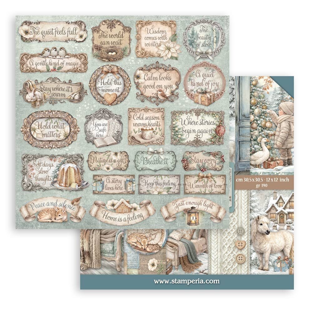 Stamperia White Christmas 12x12 Inch Paper Pack by Cristina Radovan (SBBL190)