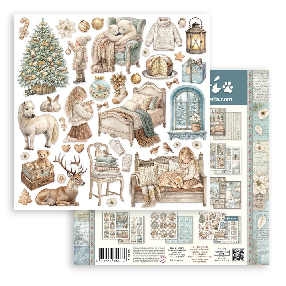Stamperia White Christmas 12x12 Inch Paper Pack by Cristina Radovan (SBBL190)