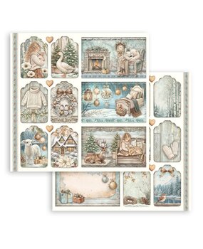 Stamperia White Christmas 12x12 Inch Paper Sheet Mixed Cards and Tags (10pcs) by Cristina Radovan (SBB1159)