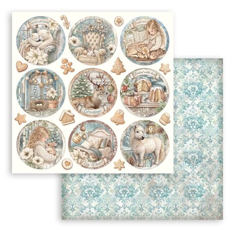 Stamperia White Christmas 12x12 Inch Paper Sheet Rounds (10pcs) by Cristina Radovan (SBB1160) Stamperia White Christmas 12x12 Inch Paper Sheet Rounds (10pcs) by Cristina Radovan (SBB1160)