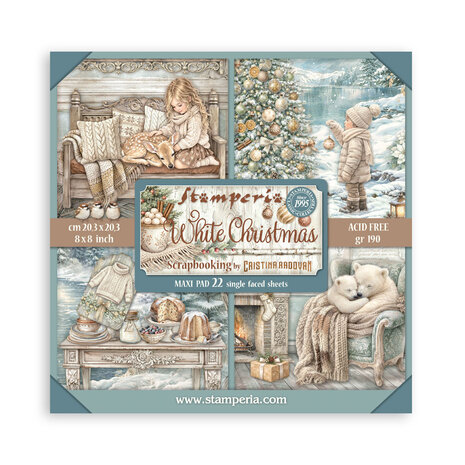 Stamperia White Christmas 8x8 Inch Paper Pack (Single Face) by Cristina Radovan (SBBSXB27) Stamperia White Christmas 8x8 Inch Paper Pack (Single Face) by Cristina Radovan (SBBSXB27)