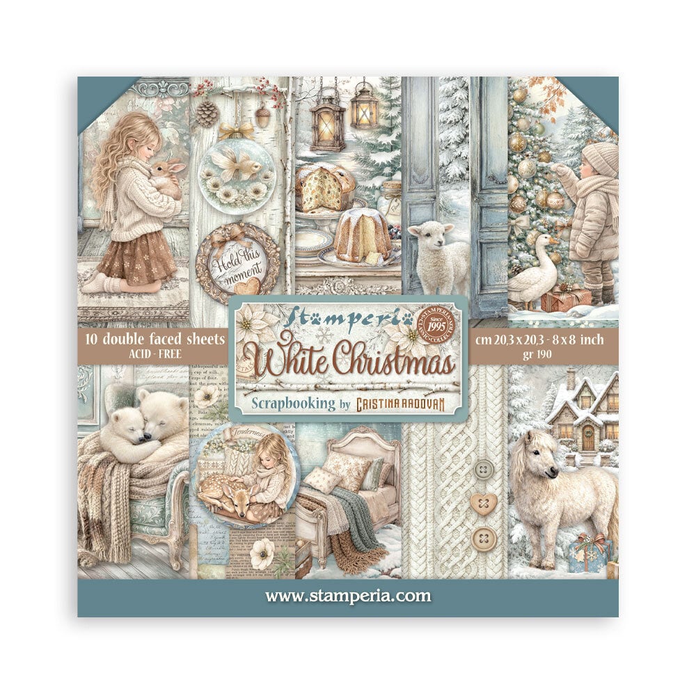 Stamperia White Christmas 8x8 Inch Paper Pack by Cristina Radovan (SBBS146) Stamperia White Christmas 8x8 Inch Paper Pack by Cristina Radovan (SBBS146)